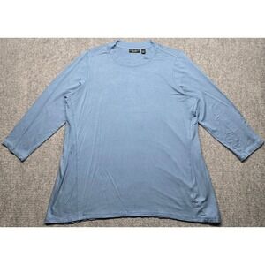 Susan Graver Weekend Top Womens XL Blue Long Sleeve Crew Neck Pullover